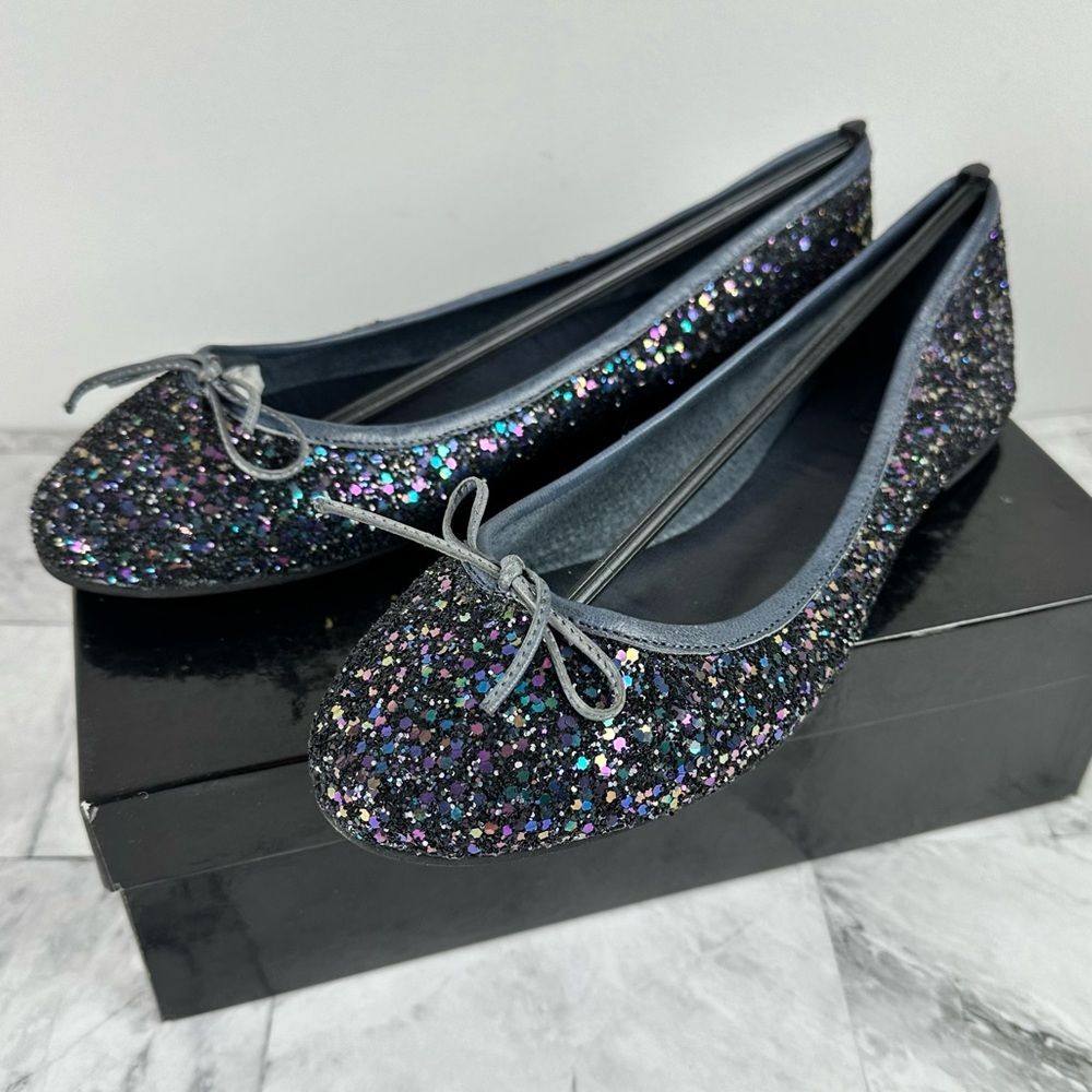 NWT Evado Leather Glitter Ballet Flats sz 39